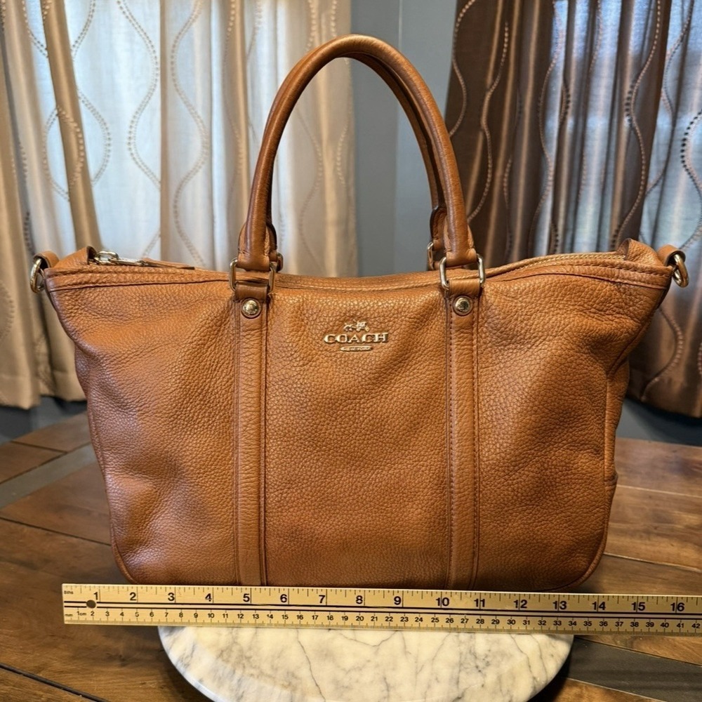 Coach Central Satchel F55662 Saddle Brown Pebbled Leather 14x9x5" Bag $395 MSRP! - Picture 14 of 16